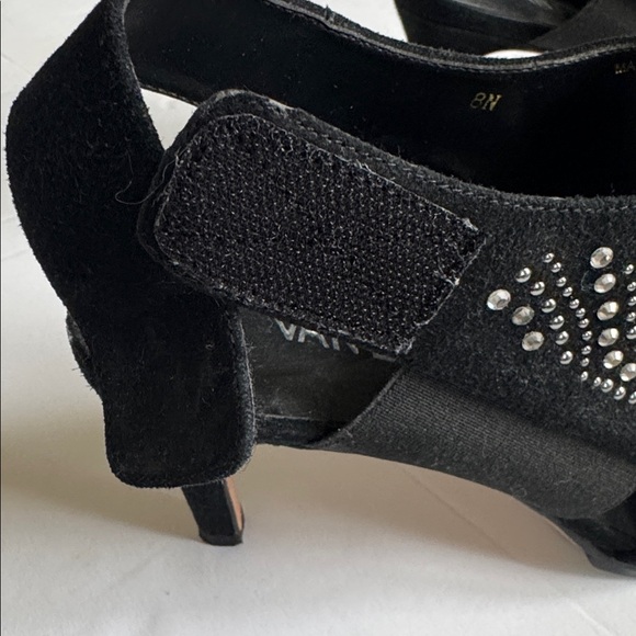 VANELI Beaded Bling Velvet Open Toe Black High Heels Velcro Strap Size 8 Narrow main image 10
